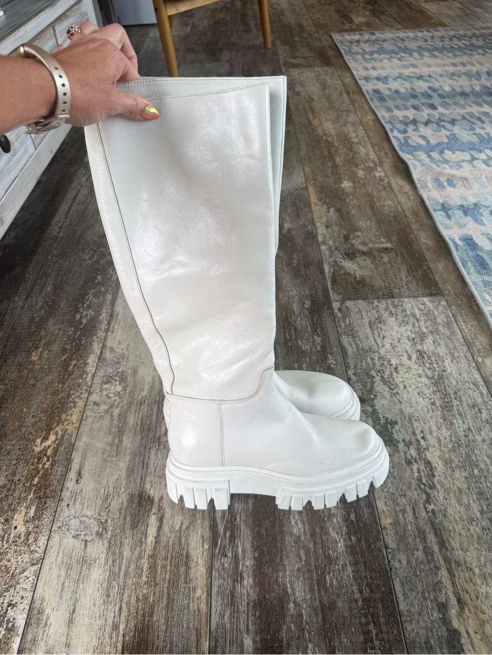 Marc Fisher LTD Malena knee high ivory white leather platform boots - 7